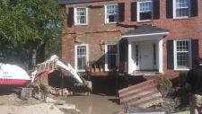 Construction on foundation of historic house